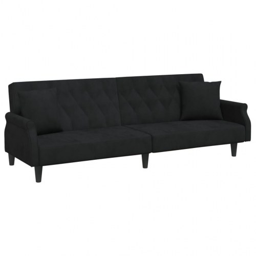 Sovesofa med armlæn velour sort