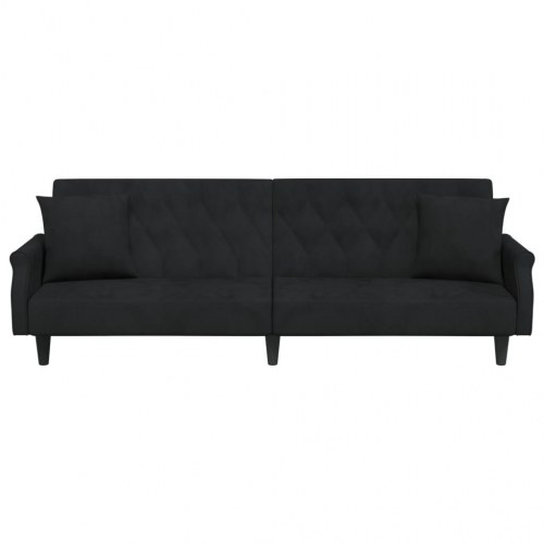 Sovesofa med armlæn velour sort