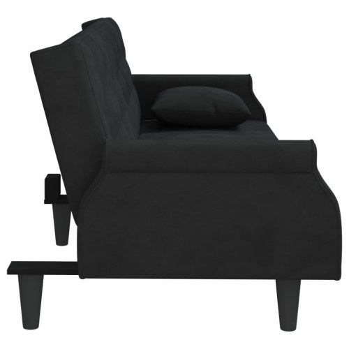 Sovesofa med armlæn velour sort