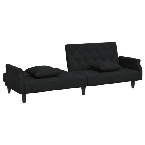 Sovesofa med armlæn velour sort