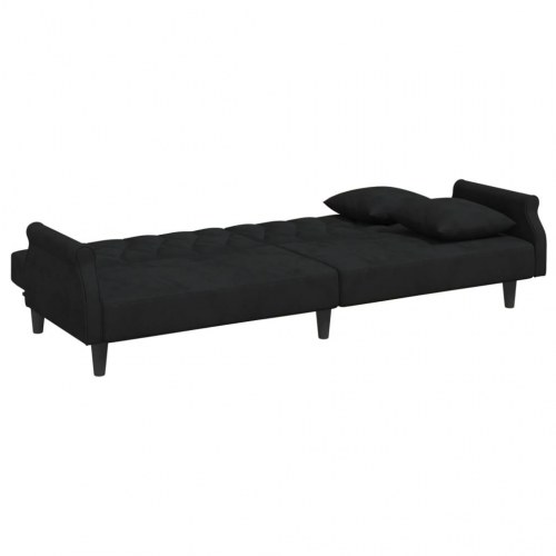 Sovesofa med armlæn velour sort