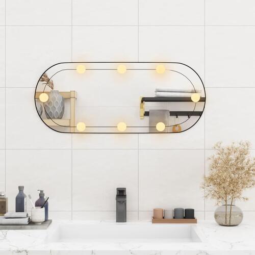 Vægspejl med LED-lys 35x70 cm oval glas