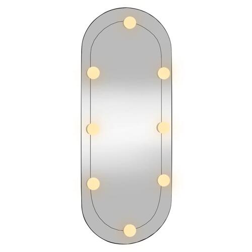 Vægspejl med LED-lys 35x70 cm oval glas