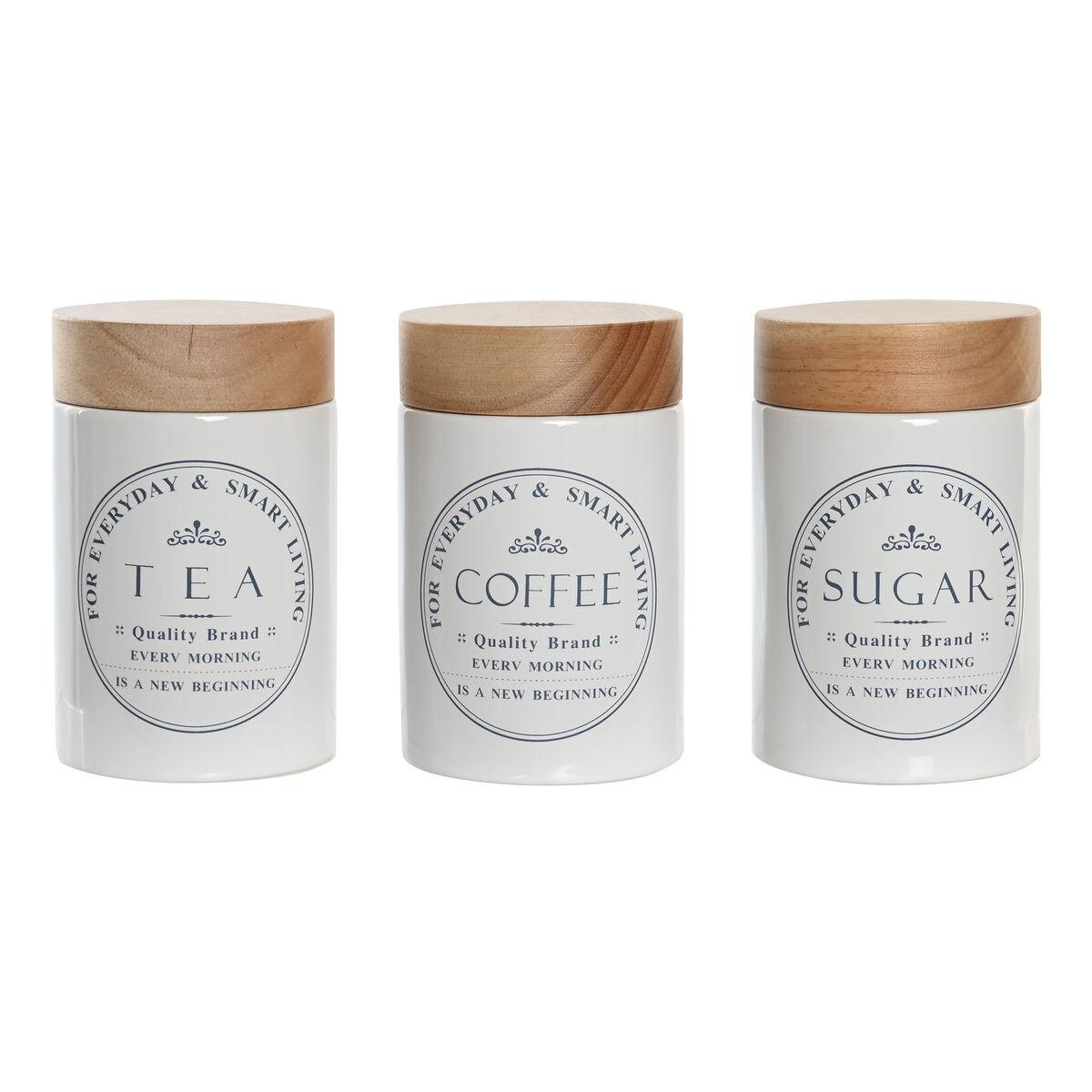 Dkd Home Decor Køkkenbeholdere Stentøj Træ Hvid × × Sæt á