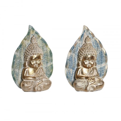 Dekorative Buddha figurer, blå/turkis - sæt á 2 (12,4 × 5,6 × 17,7 cm)