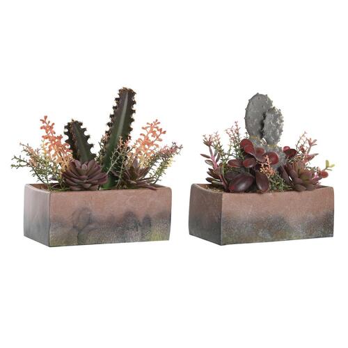 Kunstig kaktus plante, 19 × 9 × 22 cm, pink/orange - 2 stk.
