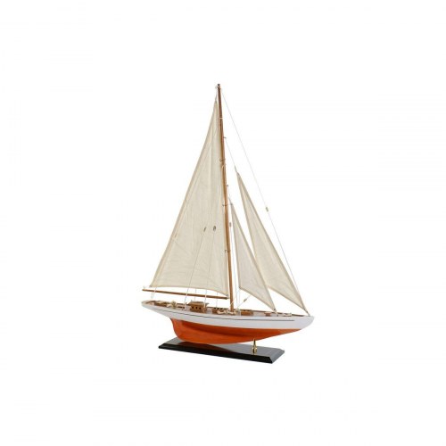 Barco - dekorativ sejlbåd, Middelhavet, 60 × 11 × 85 cm, hvid, træ