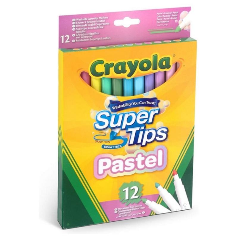 Tuscher pastel - Crayola Super Tips, vaskbare (12 stk.)