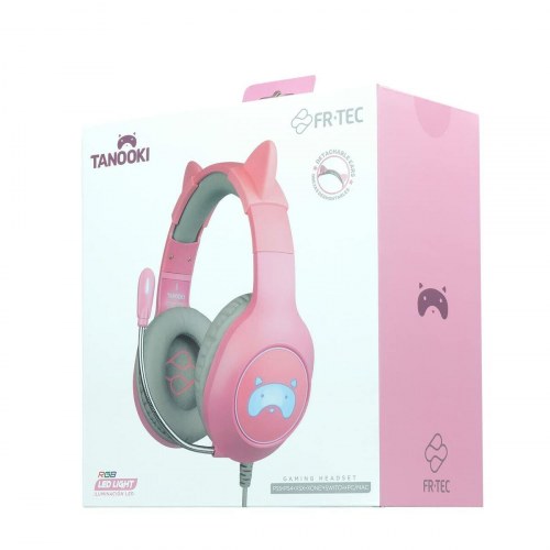 Gaming headset med mikrofon FR-TEC Tanooki - pink, LED, 3,5 mm