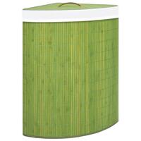 Vasketøjskurv til hjørne 60 l bambus grøn