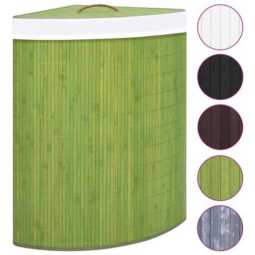 Vasketøjskurv til hjørne 60 l bambus grøn
