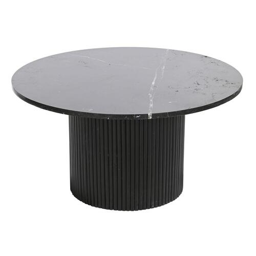 Sofabord i træ og marmor, sort - 80 × 80 × 42 cm