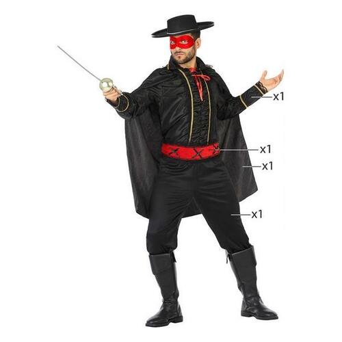 Kostume til voksne Maskeret ridder Sort Superhelt (4 Dele) (4 stk) XL