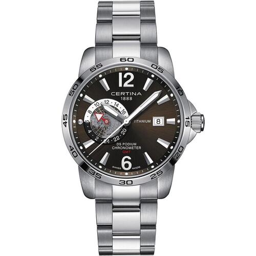 Herreur Certina DS PODIUM GMT AUTOMATIC GREY TITANIUM COSC (CONTRôLE OFFICIEL SUISSE DES CHRONOMèTRES) (Ø 41 mm)