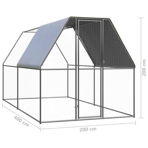 Udendørs hønsegård 2x4x2 m galvaniseret stål