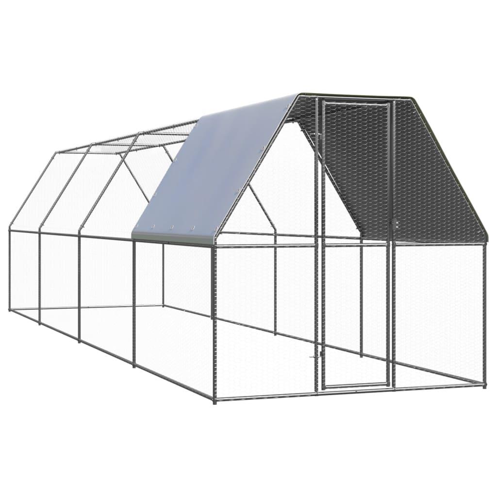 Udendørs hønsegård 2x8x2 m galvaniseret stål
