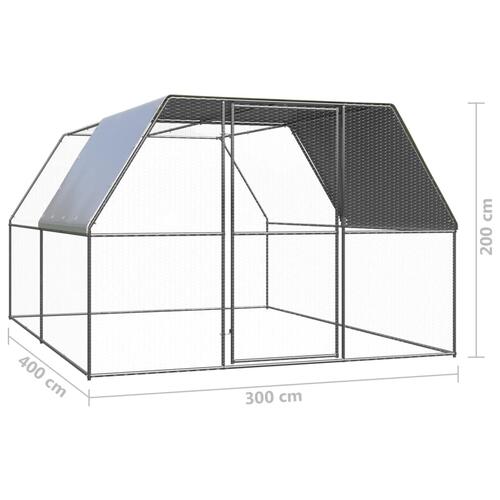 Udendørs hønsegård 3x4x2 m galvaniseret stål