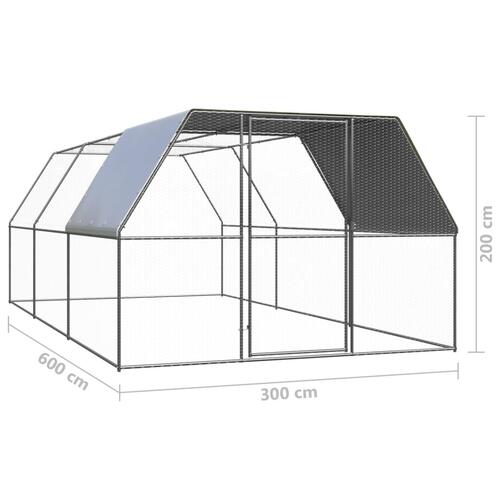 Udendørs hønsegård 3x6x2 m galvaniseret stål