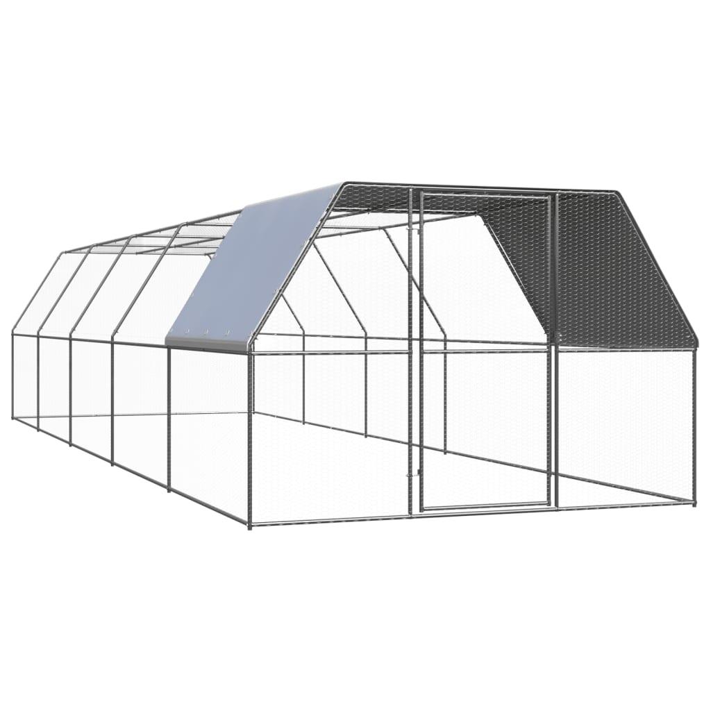 Udendørs hønsegård 3x10x2 m galvaniseret stål