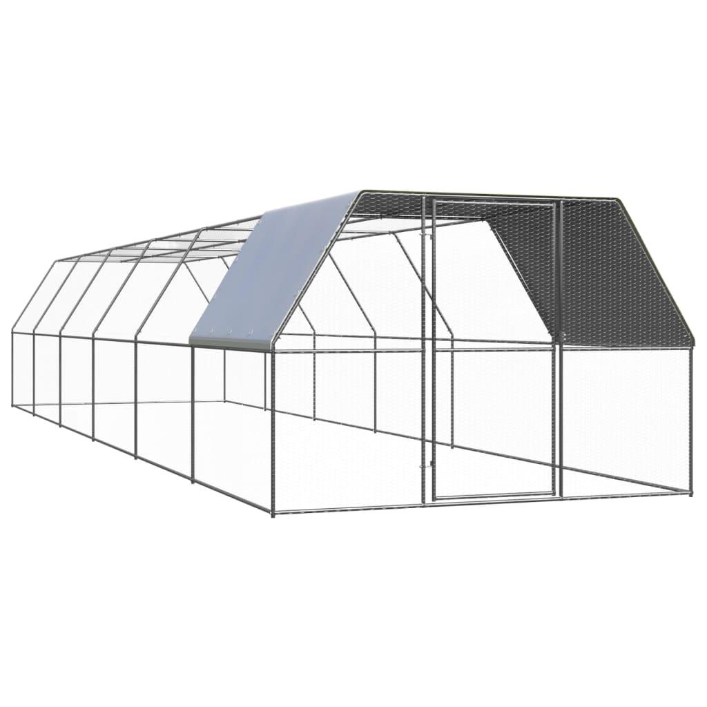 Udendørs hønsegård 3x12x2 m galvaniseret stål