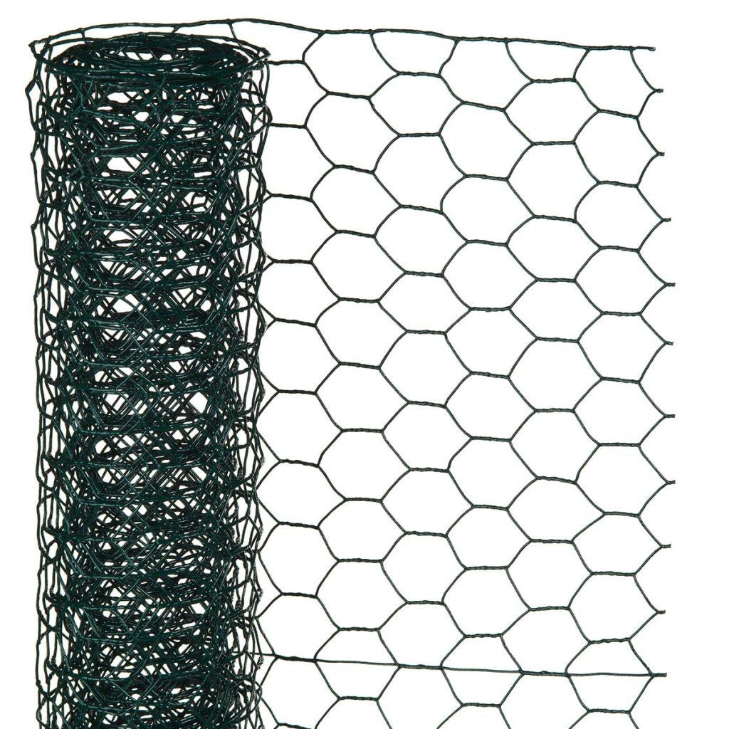 sekskantet trådnet 1x5 m 13 mm plastbelagt stål grøn