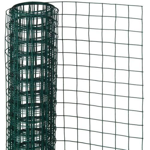 firkantet trådnet 0,5 x 2,5 m 13 mm plastbelagt stål grøn