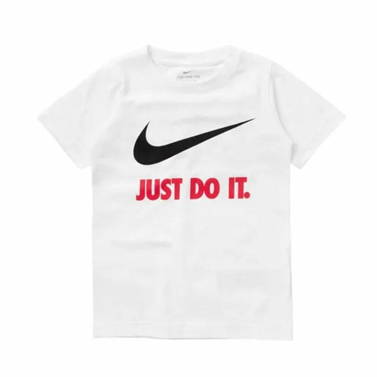 Børne Kortærmet T-shirt Nike Swoosh Just Do It Hvid 6-7 år