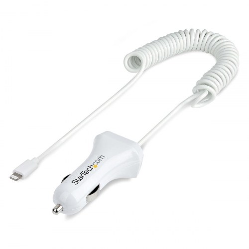 Startech biloplader med Lightning-kabel, hvid - USBLT2PCARW2