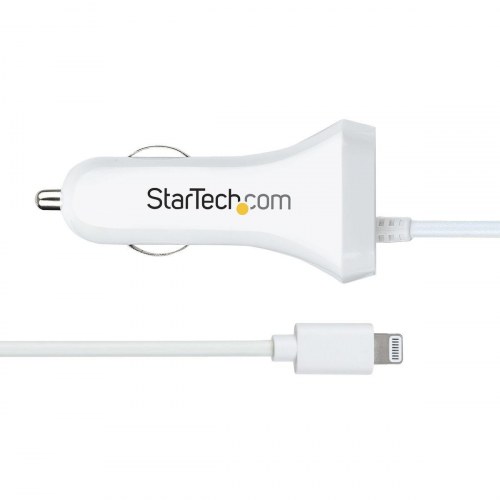 Startech biloplader med Lightning-kabel, hvid - USBLT2PCARW2