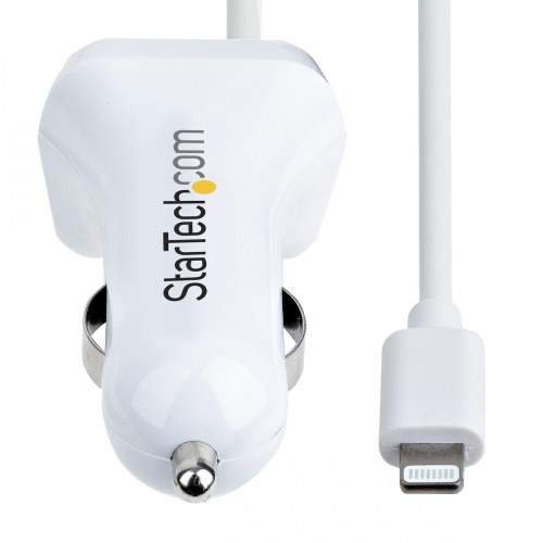 Startech biloplader med Lightning-kabel, hvid - USBLT2PCARW2