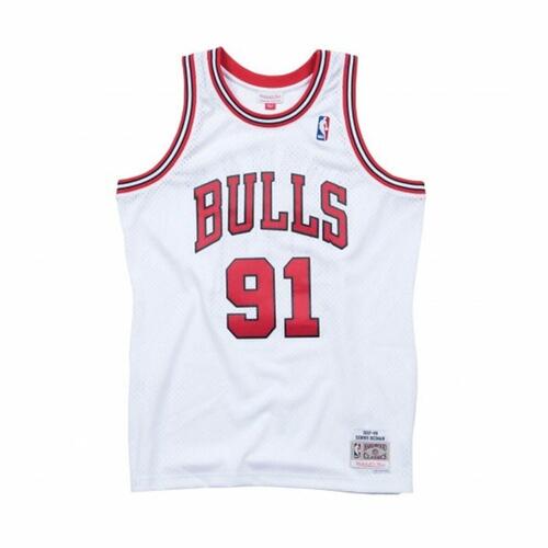 Basketballstrøje Mitchell & Ness Chicago Bulls 91 - Dennis Rodman Hvid M