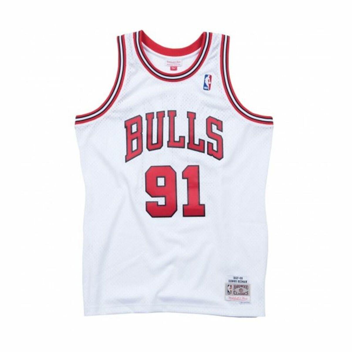 Basketballstrøje Mitchell & Ness Chicago Bulls 91 - Dennis Rodman Hvid M