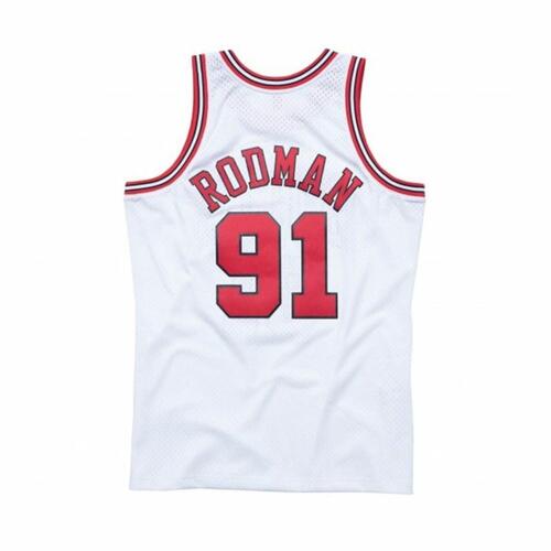 Basketballstrøje Mitchell & Ness Chicago Bulls 91 - Dennis Rodman Hvid M