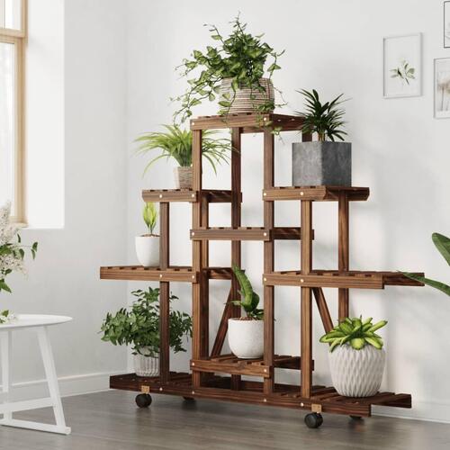Blomsterstativ med hjul 110x25x101 cm massivt fyrretræ