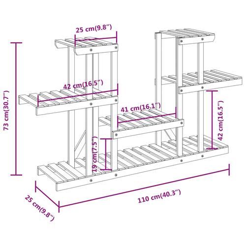 Blomsterstativ 110x25x73 cm massivt fyrretræ