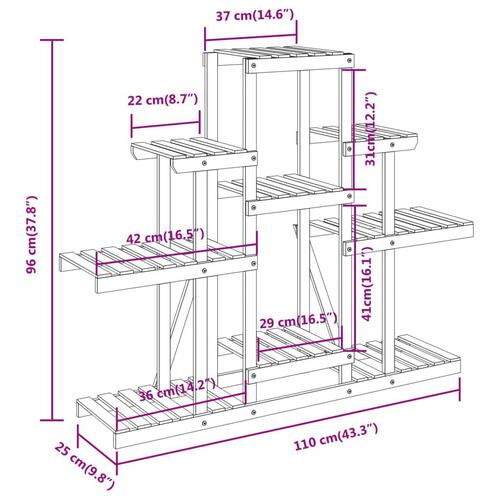Blomsterstativ 110x25x98 cm massivt fyrretræ