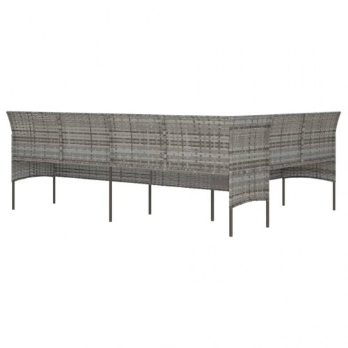 L-formet havesofa med hynder i polyrattan - grå