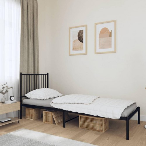 Sengeramme med sengegavl 80 x 200 cm - sort
