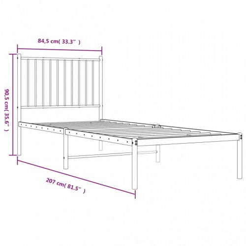 Sengeramme med sengegavl 80 x 200 cm - sort