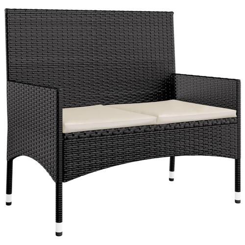 Loungesæt til haven 4 dele med hynder polyrattan sort