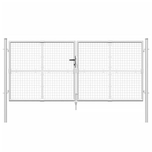 Gitterlåge til havehegn 300x175 cm galvaniseret stål sølvfarvet