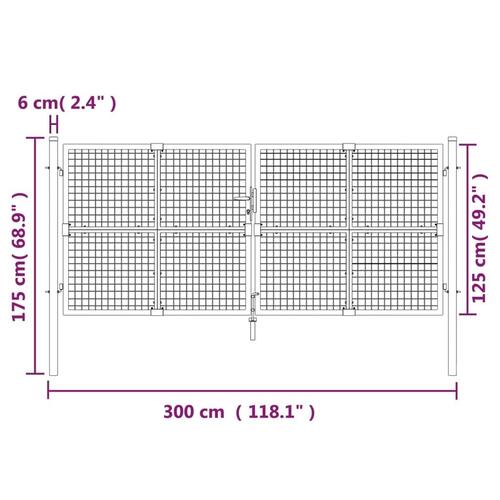 Gitterlåge til havehegn 300x175 cm galvaniseret stål sølvfarvet