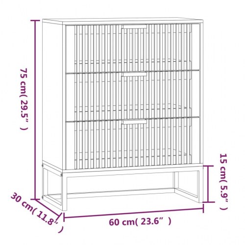 Skænk 60×30×75 cm i konstrueret træ med jernbase