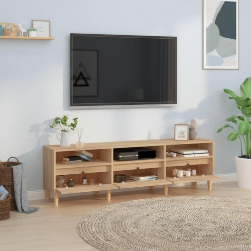 Tv-bord i sonoma-eg 150 × 30 × 44,5 cm - konstrueret træ