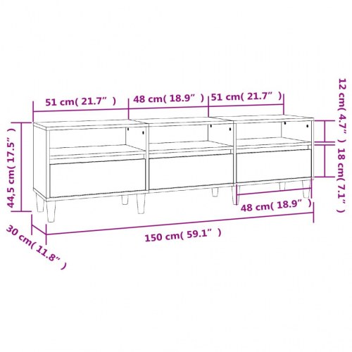 Tv-bord i konstrueret træ 150×30×44,5 cm - røget egetræsfarve