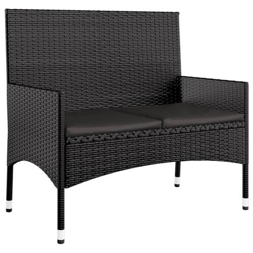 Loungesæt til haven 4 dele med hynder polyrattan sort