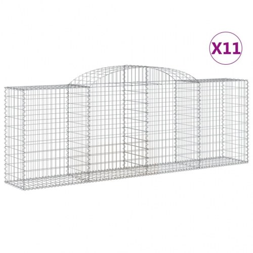 Buede gabionkurve - 11 stk. 300×50×100/120 cm i galvaniseret jern