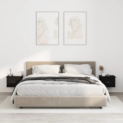Væghængte sengeborde 2 stk. - 41,5 × 36 × 28 cm, sort