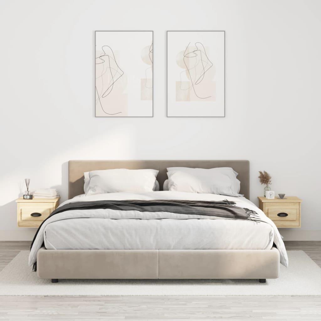 Væghængte sengeborde 2 stk. 41,5x36x28 cm sonoma-eg billede