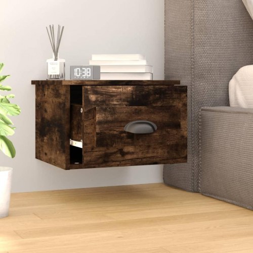 Væghængte sengeborde 2 stk. - 41,5 × 36 × 28 cm, røget egetræsfarve
